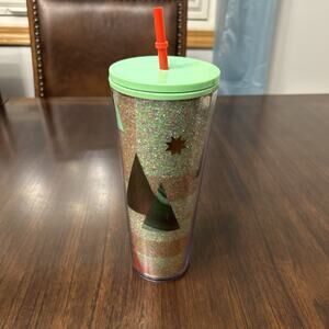 Starbucks Tumbler 24oz Cold Cup Holiday 2020 Christmas Tree Green Glitter 🎄